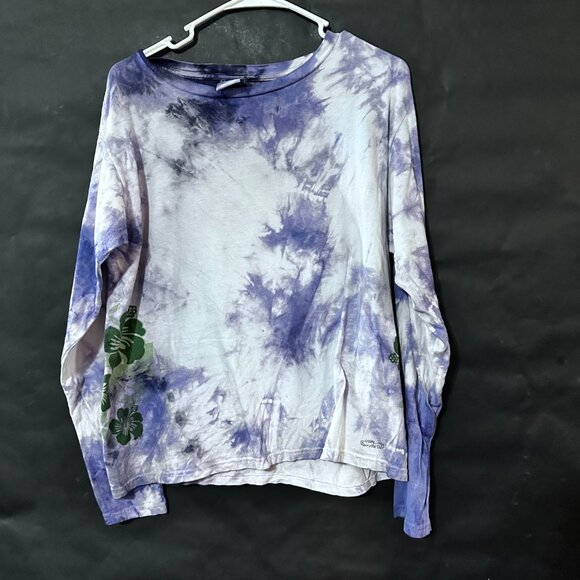 Crazy Shirt Tie Dyed Cotton Aloha Dyed Blue Size XL Hibiscus Floral Hawaiian - Picture 1 of 7